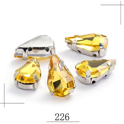 20pcs 5x8/6x10mm Drop Crystal Stone With silver bottom Rhinestone for Sewing on Clothes Sewn on Rhinestone for Needlework