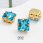 8/10mm 50PCS Square Shape Glass Rhinestones with Golden Claw Sew on Crystal Stone for Clothes Decoration Dress