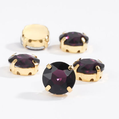 8/10mm 50pcs Round Rhinestones With Golden Claw for Dress Sew On Crystal Stone for Crafts Rhinestones Embellishments
