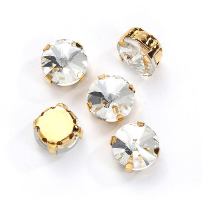 10/12mm Round Glass Rhinestones With Claw Sew On Crystal Stone Strass Diamond For Clothes Needlework DIY