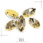 5*10/4*8mm 20pcs Gold bottom horse eye claw Rhinestones Manik Jahitan, Marquise/Leaf Shape Glass Rhinestones with Claw Stitched on Crystal Stones for Clothes Sewing Accessories