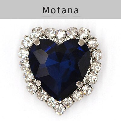 TonyBead kuku logam yang digunakan pada pakaian,heart Shape Glass Rhinestones With Claw Sew On Crystal Stone Metal Base Buckle For Clothes Strass Diamond Sewn Rhinestones