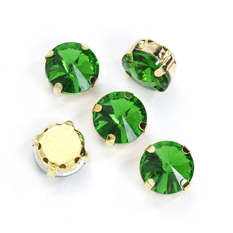 10/12mm Round Glass Rhinestones With Claw Sew On Crystal Stone Strass Diamond For Clothes Needlework DIY