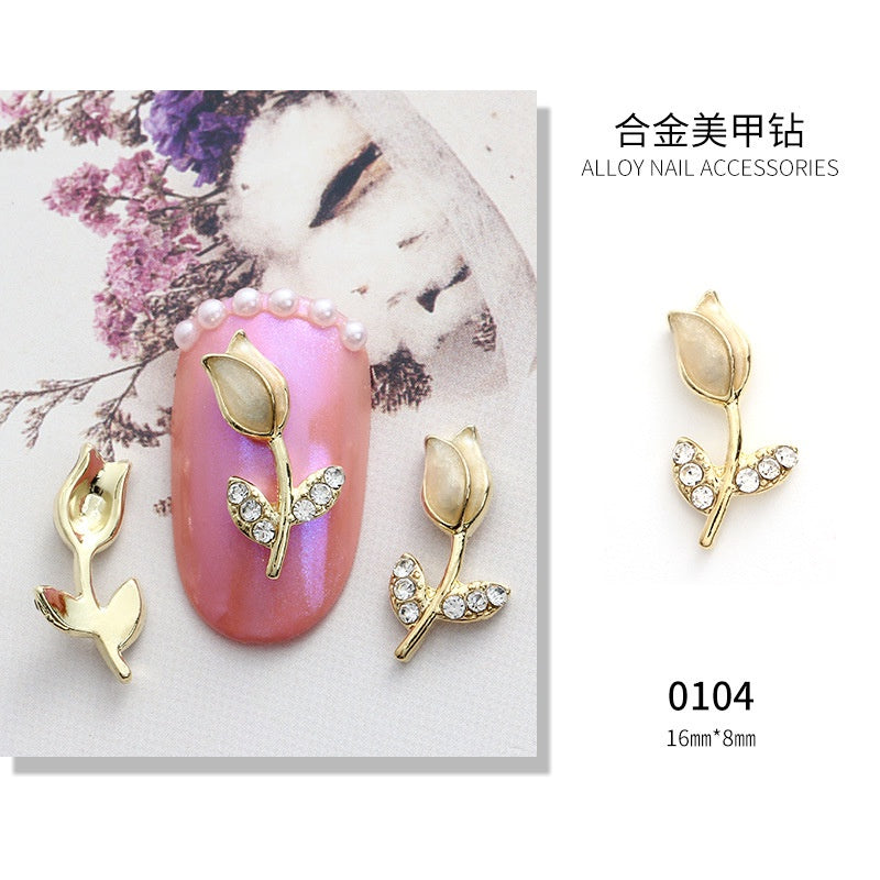 3D Nail Art 2pcs Alloy Kawaii Colorful Design Alloy Accessories Rhinestone Nail Charm