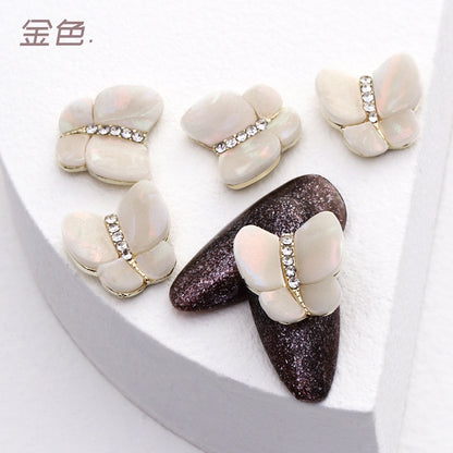 3PCS Alloy Nail Butterfly Japanese Cat's Eye Stone Multi-color 3D Nail Metal Nail Stickers Decoration