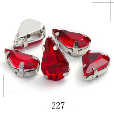 20pcs 5x8mm 6x10mm Drop Crystal Stone With silver bottom Rhinestone for Sewing on Clothes Sewn on Rhinestone for Needlework