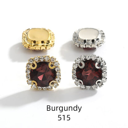 10pcs Gemstone Flower Rhinestone Round Crystal Pointback Strass Jewerlry Stone With Claw DIY Sewing Buttons In Clothes