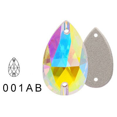 11 * 18Mm water drop flat buckle handmade perforated hand sewn drill clothing accessories high-grade rhinestone water drop hand sewn stone