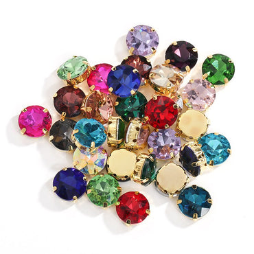 8/10mm 50pcs Round Rhinestones With Golden Claw for Dress Sew On Crystal Stone for Crafts Rhinestones Embellishments