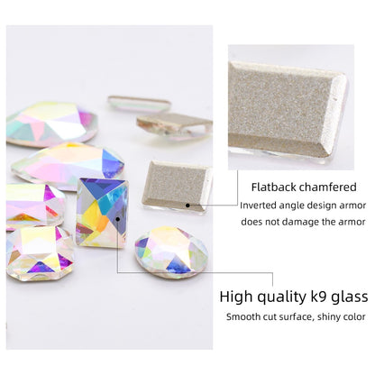 TonyBead 20Pcs Mixed Shape Flatback Stone Gem Glass Nail Art Rhinestone For Jewelry Making Loose Strass Crystal Nail Accessories Nail Drill kuku
