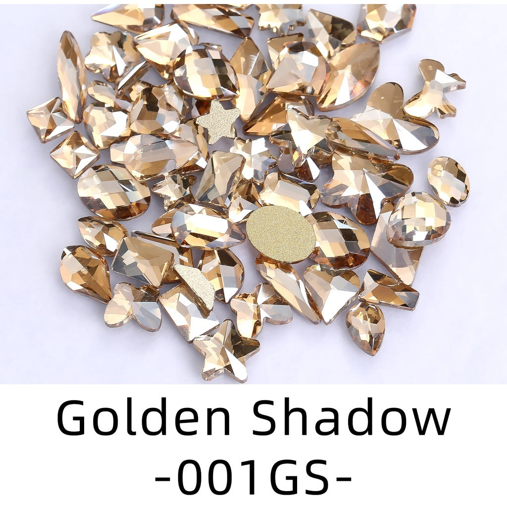50pcs Flat Back Crystal Nail Parts Hearts 50 Pieces 3D Glass Rhinestones for Needlework Decoration Glitter Gems Design Fac