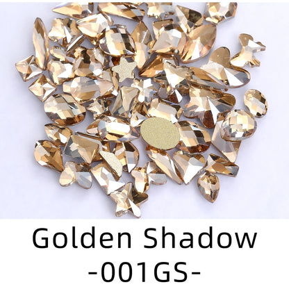 50pcs Flat Back Crystal Nail Parts Hearts 50 Pieces 3D Glass Rhinestones for Needlework Decoration Glitter Gems Design Fac