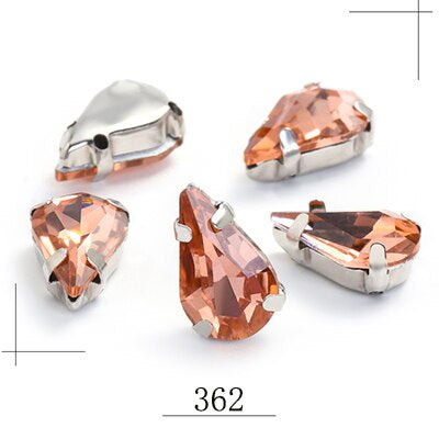 20pcs 5x8mm 6x10mm Drop Crystal Stone With silver bottom Rhinestone for Sewing on Clothes Sewn on Rhinestone for Needlework