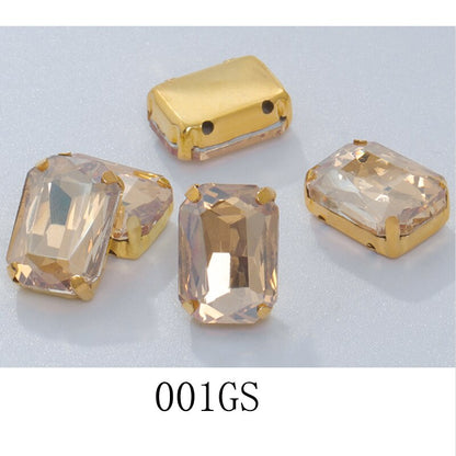 Rectangle Shape 10X14 13X18mm Glass Rhinestones With Claw Sew On Stone Strass Diamond For Clothes Rhinestones for Crystal Crafts
