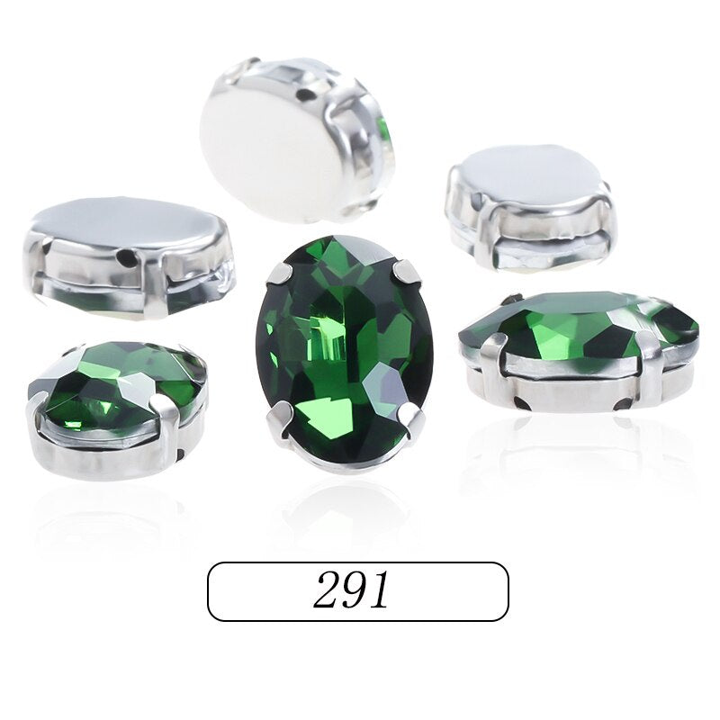 6*8/8*10mm Oval Shape Glass Rhinestones With Silver Sew On Crystal Stone Strass Diamond For Clothes Dress