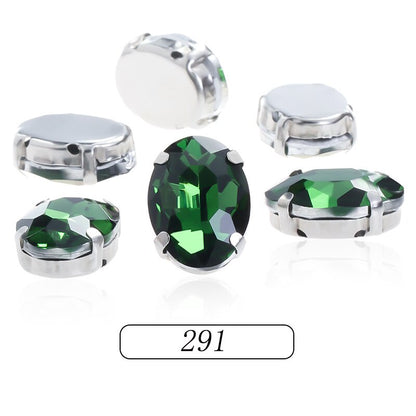 6*8/8*10mm Oval Shape Glass Rhinestones With Silver Sew On Crystal Stone Strass Diamond For Clothes Dress