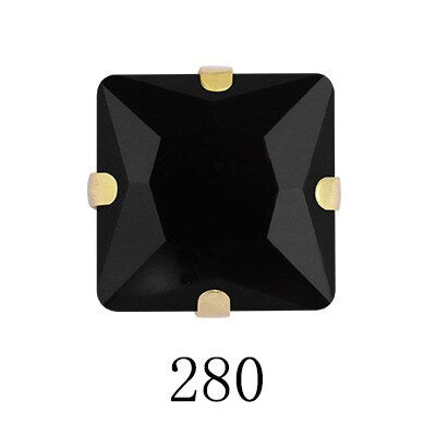 8/10mm 50PCS Square Shape Glass Rhinestones with Golden Claw Sew on Crystal Stone for Clothes Decoration Dress