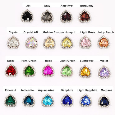 TonyBead kuku logam yang digunakan pada pakaian,heart Shape Glass Rhinestones With Claw Sew On Crystal Stone Metal Base Buckle For Clothes Strass Diamond Sewn Rhinestones
