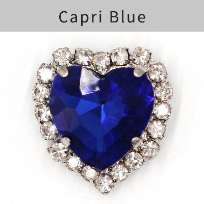 TonyBead kuku logam yang digunakan pada pakaian,heart Shape Glass Rhinestones With Claw Sew On Crystal Stone Metal Base Buckle For Clothes Strass Diamond Sewn Rhinestones