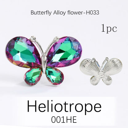TonyBead 5Pcs Crafts Butterfly Rhinestone Appliques Jewelry Charms Handmade Trendy Glue on Glass Decorations Big Crystal AccessoriesBarang kemas，Kelengkapan