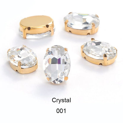 50pcs 6*8mm/8*10mm Oval Glass Rhinestones with Clawed Sewn Crystal Strass Diamond Clothes Rhinestones DIY