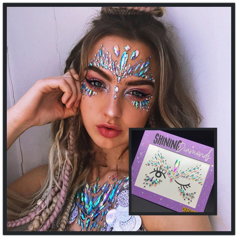 EDM Electronic Music Festival Face Pasters Eyebrow Stick-on Crystals Resin Drill Carnival Diamond Sticker Masquerade Face Decoration