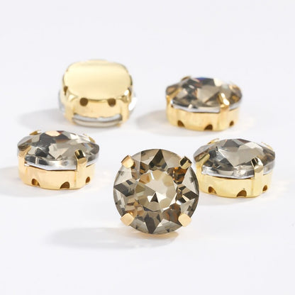 8/10mm 50pcs Round Rhinestones With Golden Claw for Dress Sew On Crystal Stone for Crafts Rhinestones Embellishments