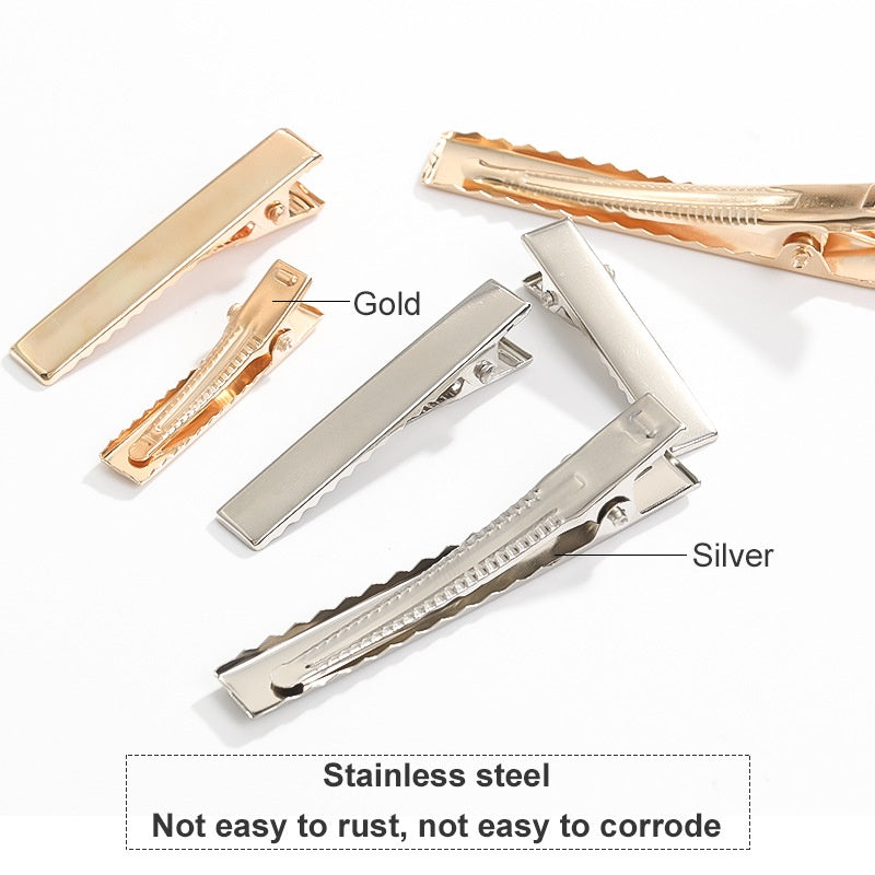 50pcs Rectangular Duckbill Clip（5.6cm/4.5cm/4.1cm/3.2cm）Metal Hairpin Simple Headdress Accessories Materials