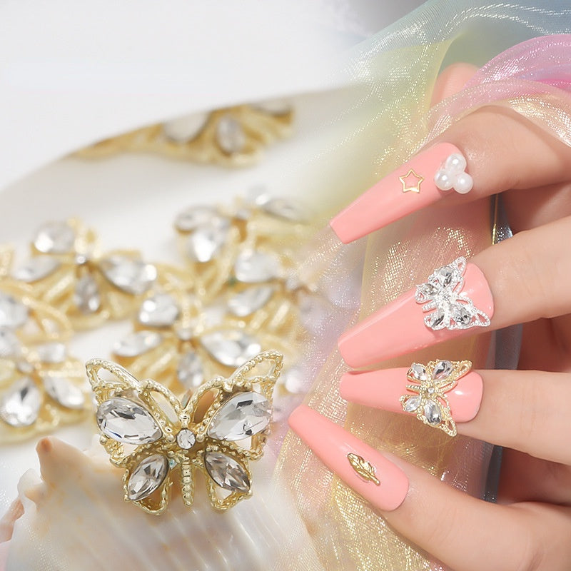 New Design Gem Designs Nail Butterfly Alloy Crystal Stones For Nail Art Decoration
