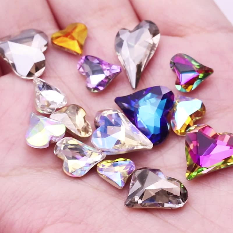 10pcs Rhinestones Nails Accessories Hearts Glass Parts Supplies Luxury Nail sticker Zircon Wholesale Crystals Glitters Jewelry