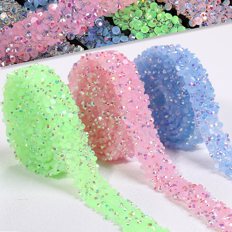 TonyBead Rhinestone Sticker, Rhinestone Banding Jelly Resin Rhinestones Strips for Clothing DIY Decoration