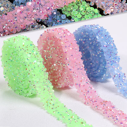 TonyBead Rhinestone Sticker, Rhinestone Banding Jelly Resin Rhinestones Strips for Clothing DIY Decoration