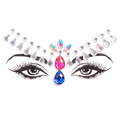 EDM Electronic Music Festival Face Pasters Eyebrow Stick-on Crystals Resin Drill Carnival Diamond Sticker Masquerade Face Decoration
