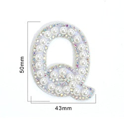 TonyBead 26 English Alphabet A-Z Pearl Letter Patches Rhinestone Patch Sewing On Patches Stripe Badge DIY Name