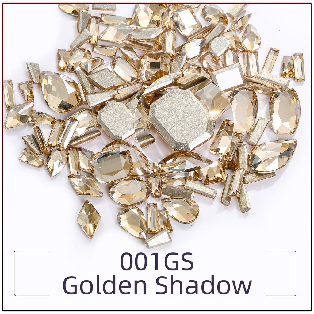 TonyBead 20Pcs Mixed Shape Flatback Stone Gem Glass Nail Art Rhinestone For Jewelry Making Loose Strass Crystal Nail Accessories Nail Drill kuku