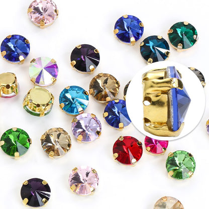 10/12mm Round Glass Rhinestones With Claw Sew On Crystal Stone Strass Diamond For Clothes Needlework DIY