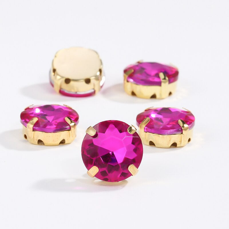 8/10mm 50pcs Round Rhinestones With Golden Claw for Dress Sew On Crystal Stone for Crafts Rhinestones Embellishments