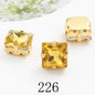 8/10mm 50PCS Square Shape Glass Rhinestones with Golden Claw Sew on Crystal Stone for Clothes Decoration Dress