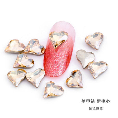 10pcs Rhinestones Nails Accessories Hearts Glass Parts Supplies Luxury Nail sticker Zircon Wholesale Crystals Glitters Jewelry