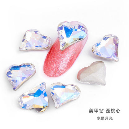 10pcs Rhinestones Nails Accessories Hearts Glass Parts Supplies Luxury Nail sticker Zircon Wholesale Crystals Glitters Jewelry