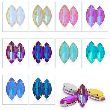 White K Horse Eye Leaf 07x15 19x18mm Mocha Neon Stone With Claw for Women Dress Clothes Crystal Beeds Rhinestones for Needlework Strass