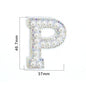 TonyBead 26 English Alphabet A-Z Pearl Letter Patches Rhinestone Patch Sewing On Patches Stripe Badge DIY Name