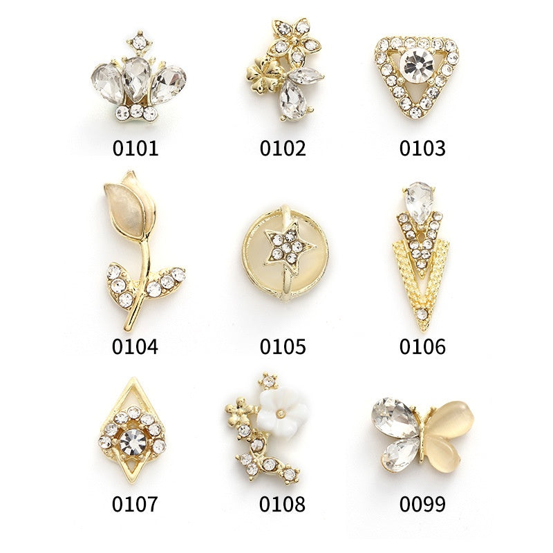 3D Nail Art 2pcs Alloy Kawaii Colorful Design Alloy Accessories Rhinestone Nail Charm