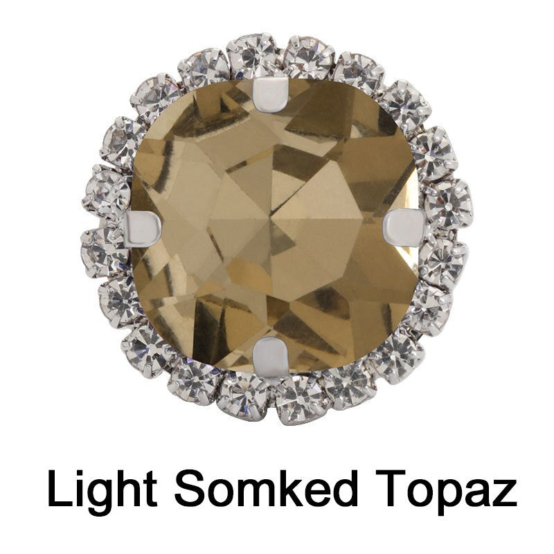 TonyBead 12mm Fat Square Glass Flatback Rhinestone Gold Metal Claw Settings Sew on For Clothing Diy Craft Sewing Buttons Crystals Ornament