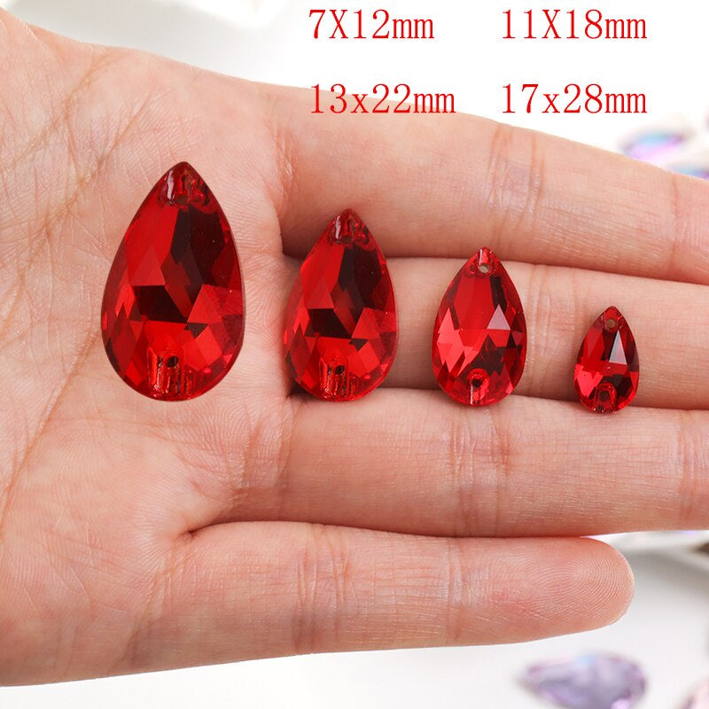 11 * 18Mm water drop flat buckle handmade perforated hand sewn drill clothing accessories high-grade rhinestone water drop hand sewn stone