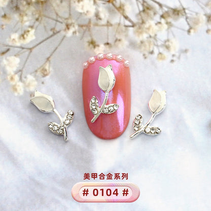 New Designs Ppearl Nail Art Salon Supplies Zircon Diy 3d Metal Alloy Nail Art Charms Stickers