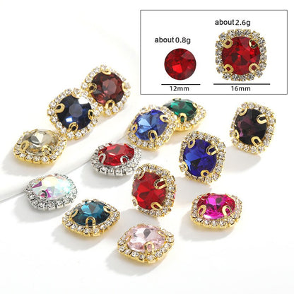 10pcs Gemstone Flower Rhinestone Round Crystal Pointback Strass Jewerlry Stone With Claw DIY Sewing Buttons In Clothes