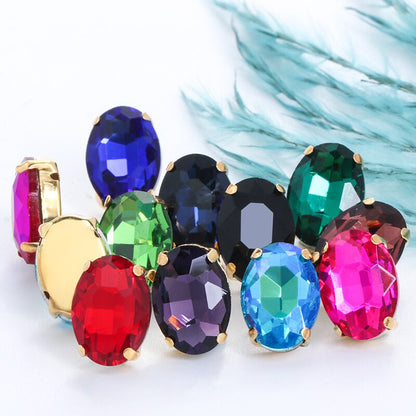 50pcs 6*8mm/8*10mm Oval Glass Rhinestones with Clawed Sewn Crystal Strass Diamond Clothes Rhinestones DIY