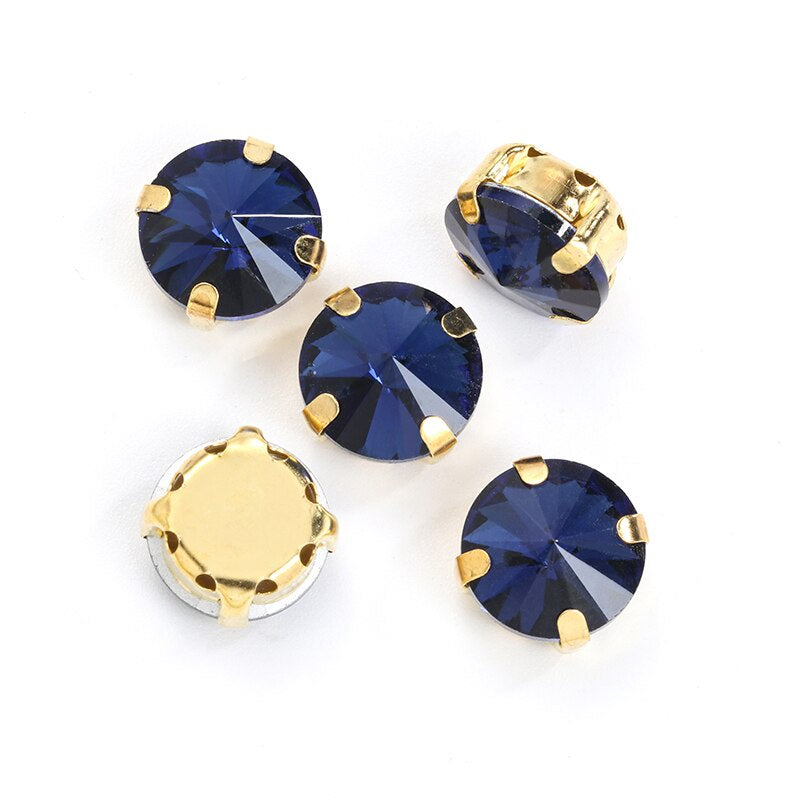 10/12mm Round Glass Rhinestones With Claw Sew On Crystal Stone Strass Diamond For Clothes Needlework DIY