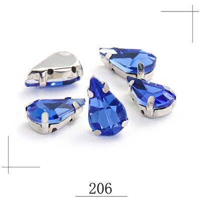 20pcs 5x8mm 6x10mm Drop Crystal Stone With silver bottom Rhinestone for Sewing on Clothes Sewn on Rhinestone for Needlework
